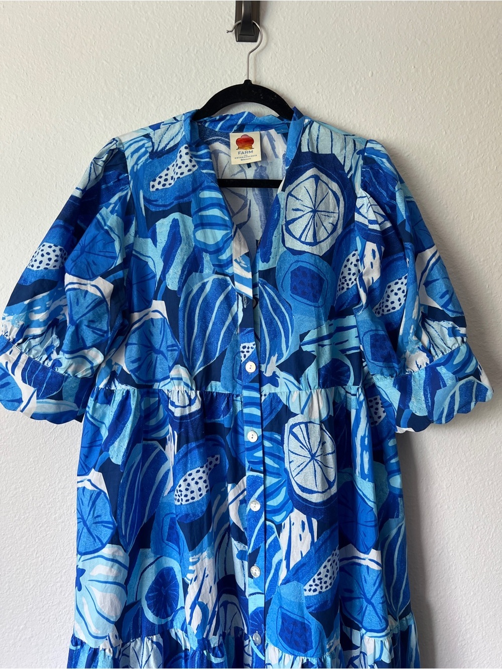 Anthropologie Farm Rio Short-Sleeve Printed Midi Shirt Dress Size Large - Picture 5 of 6
